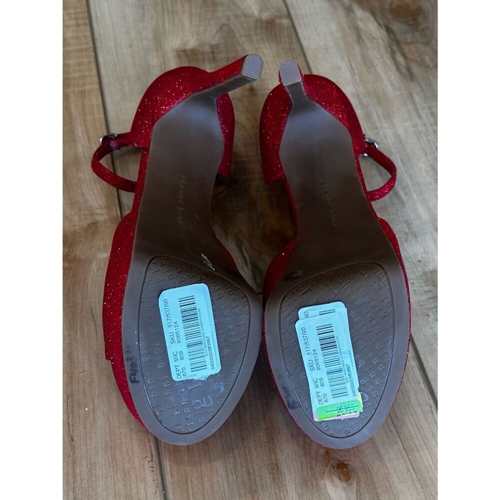 Gianni Bini Sparkling Red Peep-Toe Platform Ankle-Strap Heels - Picture 10 of 13